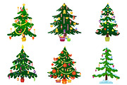 Christmas tree set vector