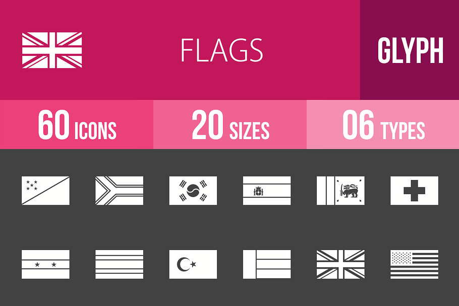 60 Flags Glyph Inverted Icons