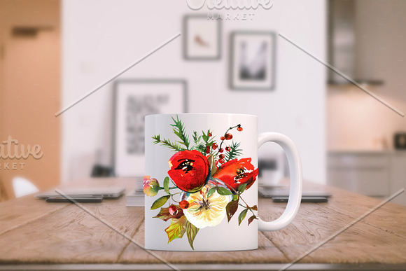 Red Winter Flowers Clipart Set in Illustrations - product preview 20