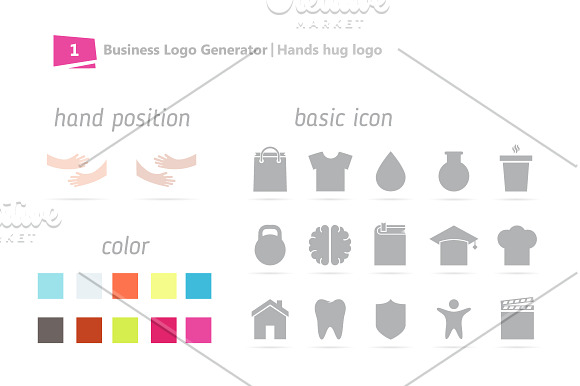 Logo generator. Set of 15 hugs logo  in Logo Templates - product preview 1