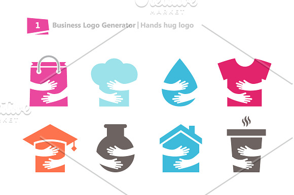 Logo generator. Set of 15 hugs logo  in Logo Templates - product preview 2
