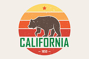 California t-shirt with grizzly bear