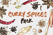 Curry Spices Watercolor Illustration