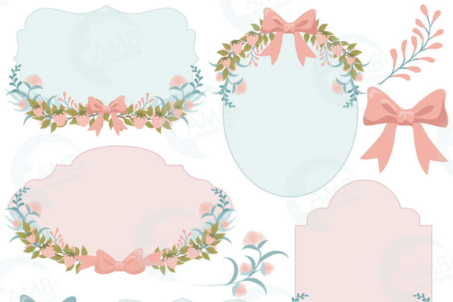 Floral Wedding Frames Clipart, 1479 in Illustrations - product preview 8