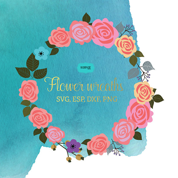 Flower wreaths vector clipart FLWR2 in Illustrations - product preview 1