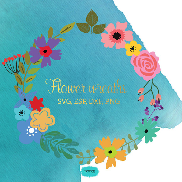 Flower wreaths vector clipart FLWR3 in Illustrations - product preview 1