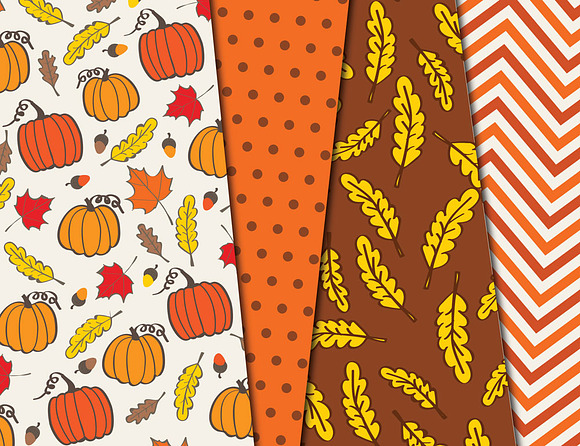 Autumn Fall Digital Paper Hand drawn in Patterns - product preview 2