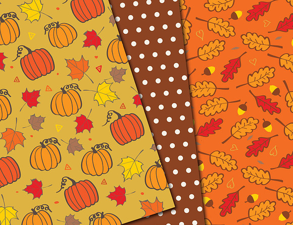 Autumn Fall Digital Paper Hand drawn in Patterns - product preview 3