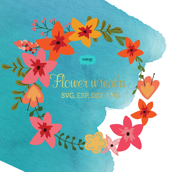 Flower wreaths vector clipart FLWR4 in Illustrations - product preview 1