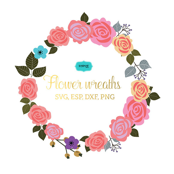 Flower wreaths vector clipart FLWR2 in Illustrations - product preview 4