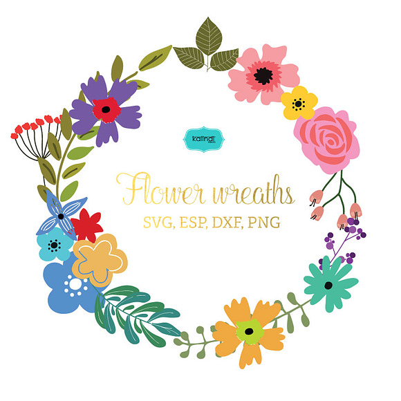 Flower wreaths vector clipart FLWR3 in Illustrations - product preview 3