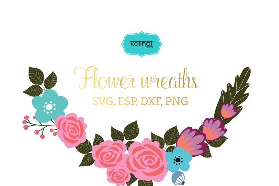 Flower wreaths vector clipart FLWR5 in Illustrations - product preview 8