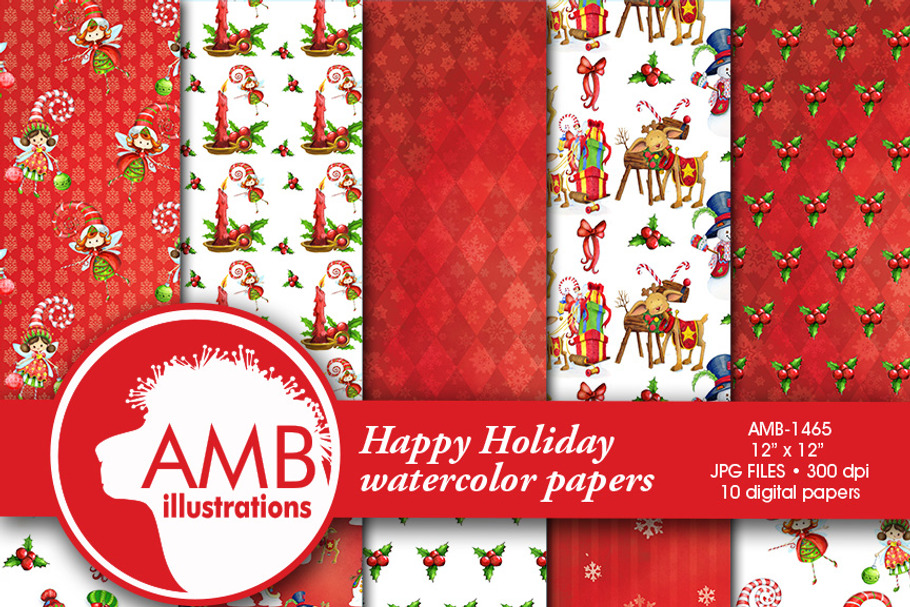 Christmas Water Color Papers, 1465 in Illustrations - product preview 8