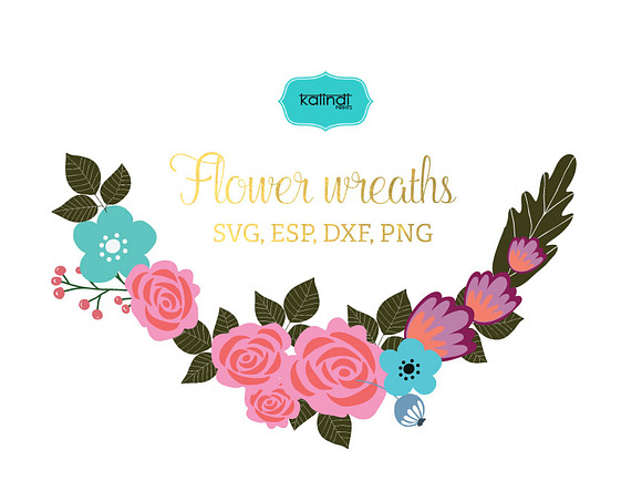 Flower wreaths vector clipart FLWR5 in Illustrations - product preview 1