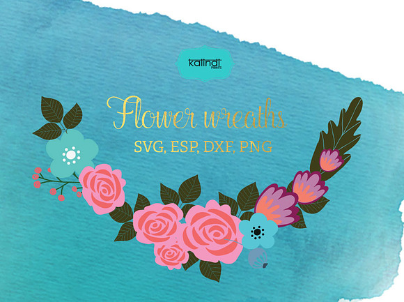Flower wreaths vector clipart FLWR5 in Illustrations - product preview 2