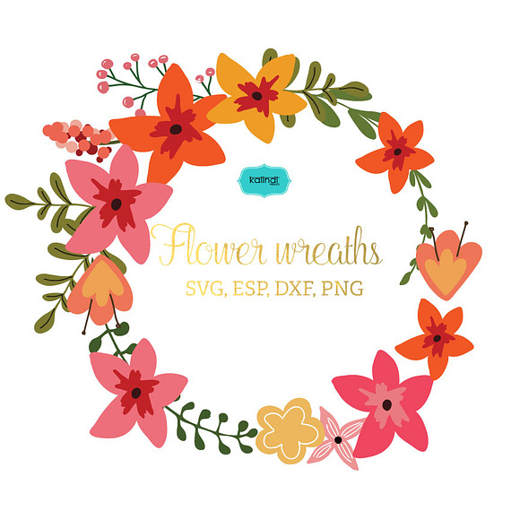 Flower wreaths vector clipart FLWR4 in Illustrations - product preview 3