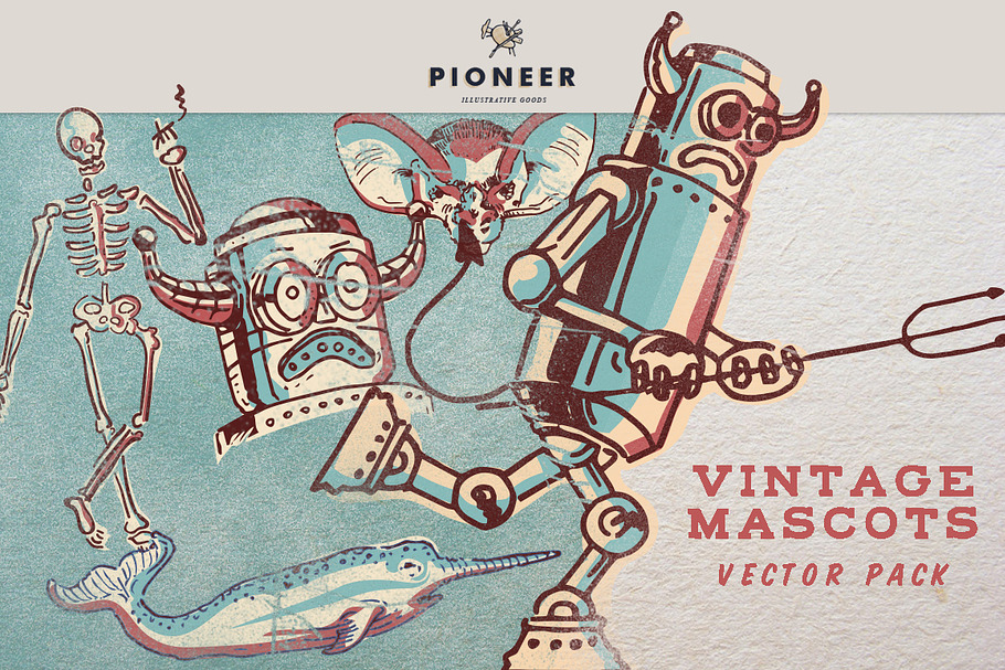 Vintage Mascots Vector Pack in Illustrations - product preview 8