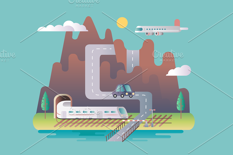 Transport infrastructure design in Illustrations - product preview 8