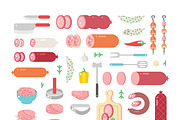 Meat products vector icons
