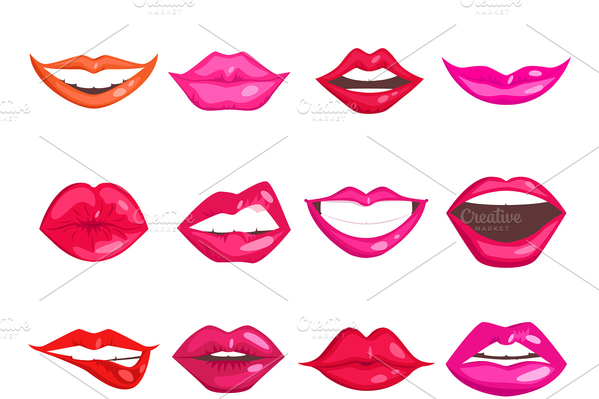 Female lips isolated vector set in Illustrations - product preview 8