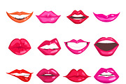 Female lips isolated vector set