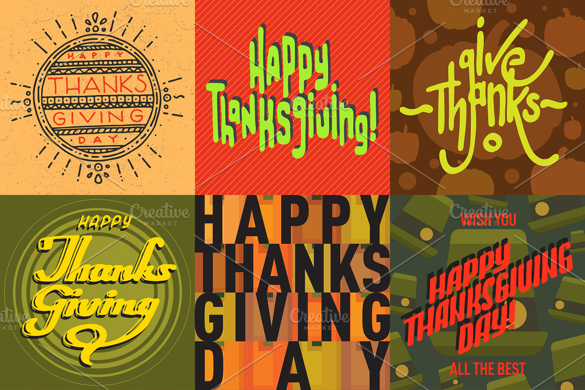 Thanksgiving card vector set in Illustrations - product preview 8