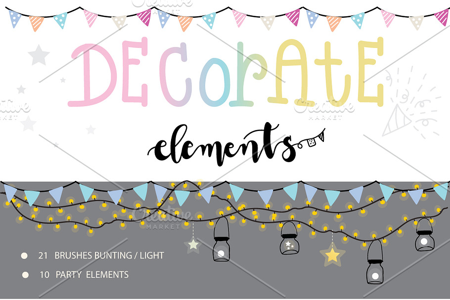 Decorate elements for bunting /light in Illustrations - product preview 8