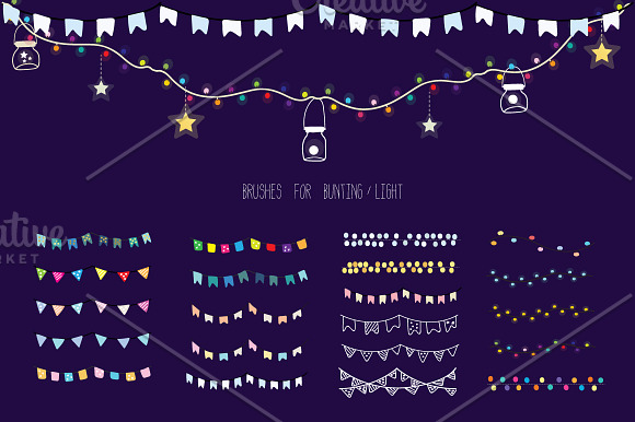 Decorate elements for bunting /light in Illustrations - product preview 3