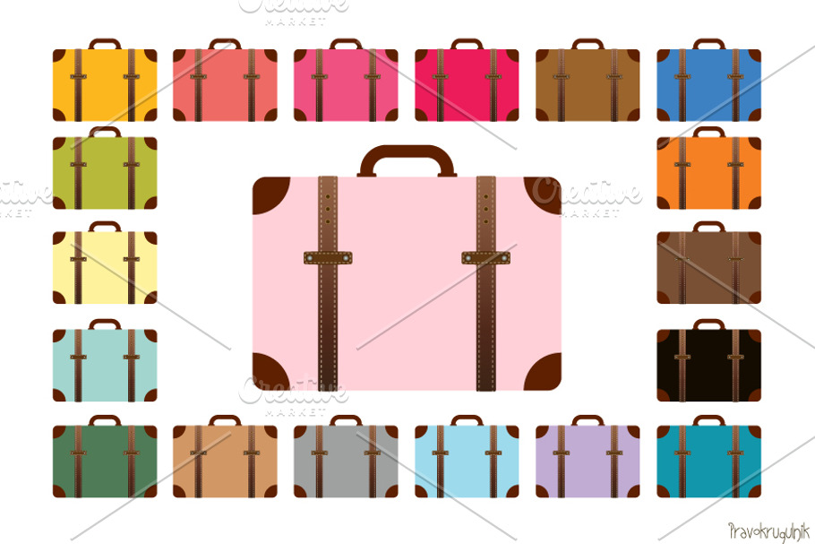 Colorful suitcase clip art