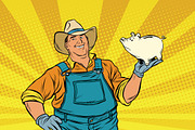 farmer with a pig-piggy Bank