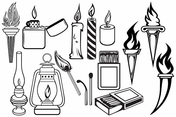 Lighting objects and devices in Black And White Icons - product preview 1