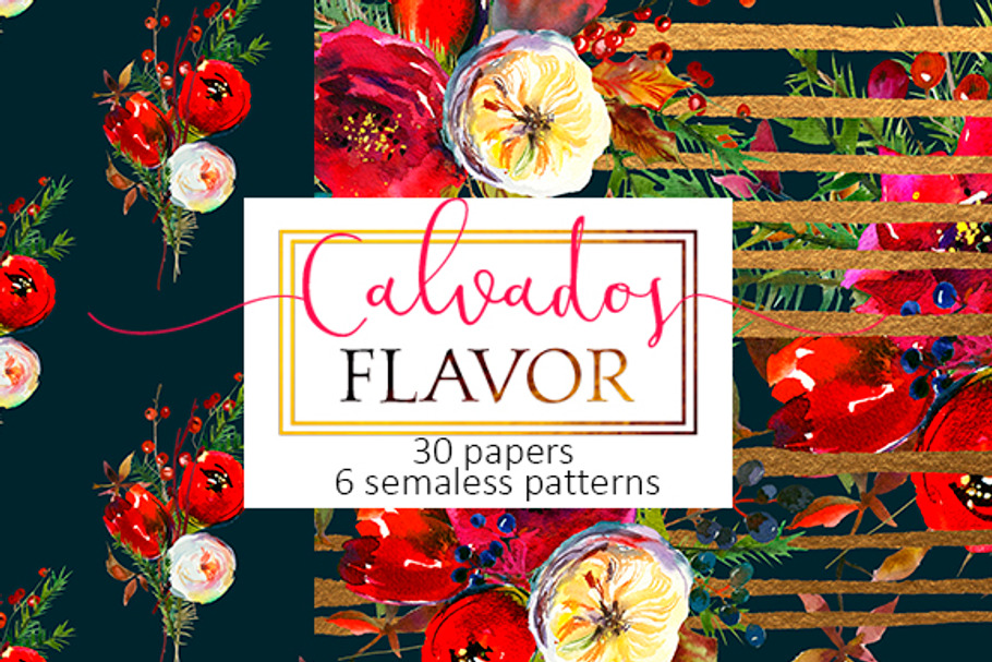 Christmas floral paper pattern pack in Patterns - product preview 8