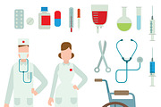 Vector ambulance doctors icons