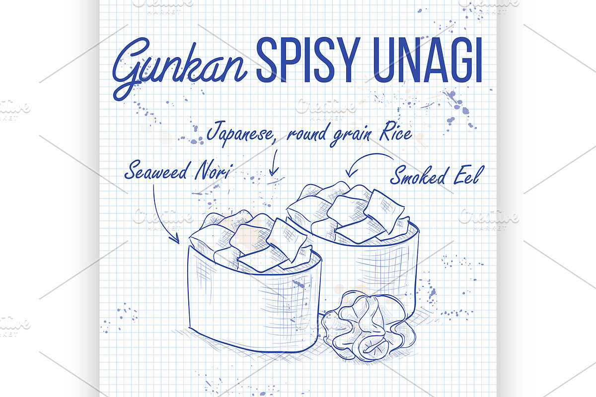 Gunkan Spicy Unagi in Illustrations - product preview 8