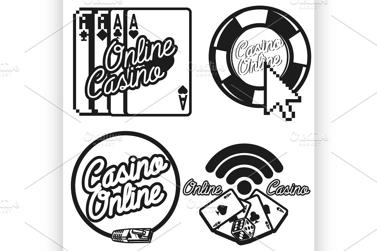 Vintage online casino emblems in Illustrations - product preview 8