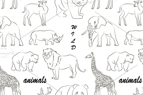 Wild animals set pattern