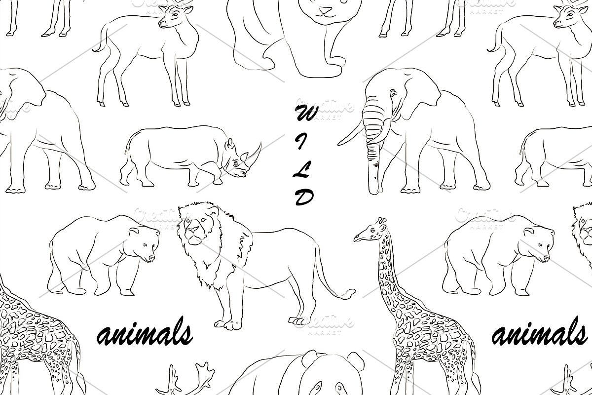 Wild animals set pattern in Patterns - product preview 8