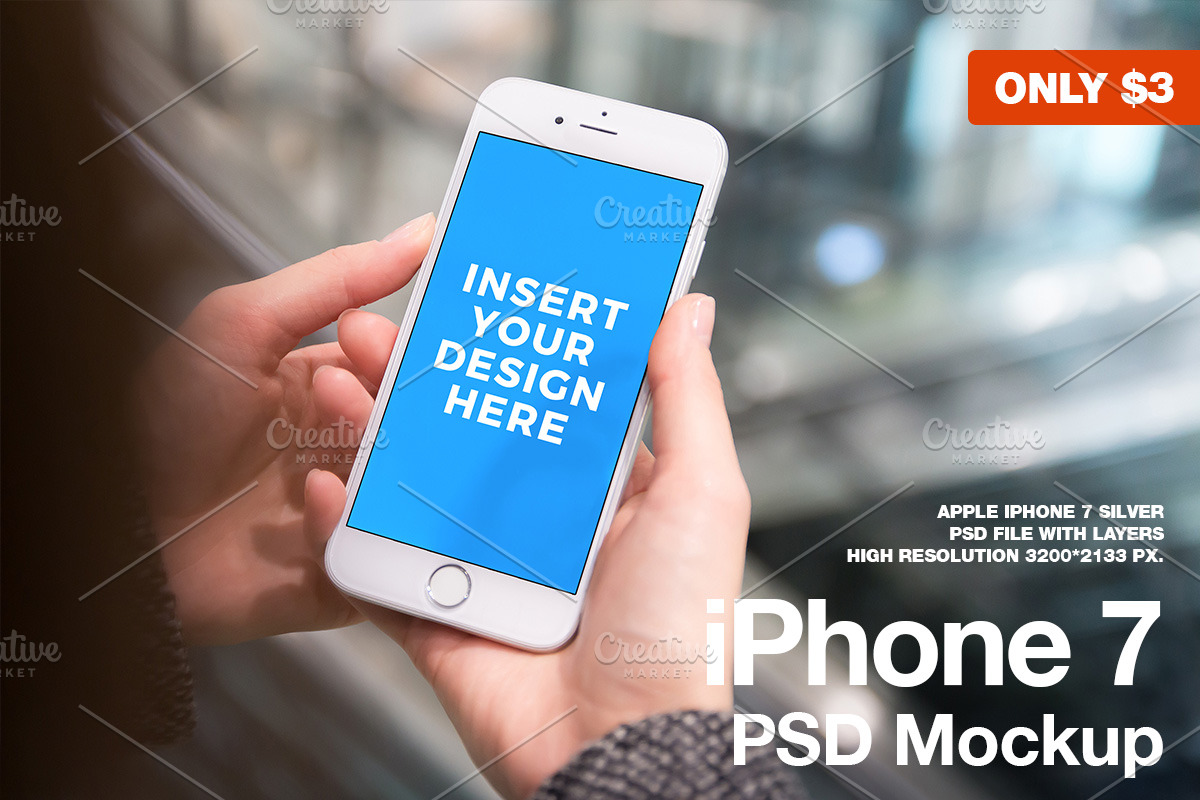 iPhone 7 PSD Mockup in Mobile & Web Mockups - product preview 8