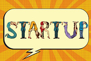 Startup, letters business people