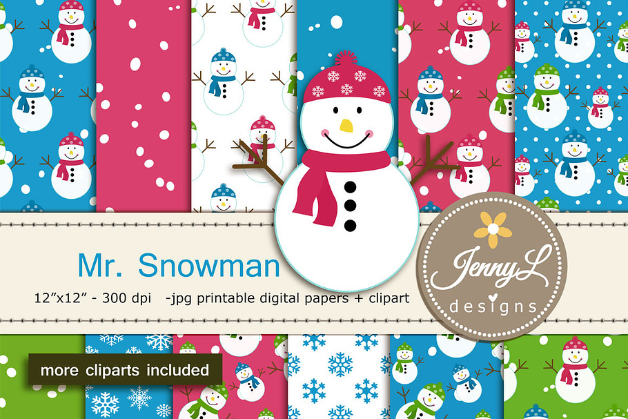 Snowman Digital Paper