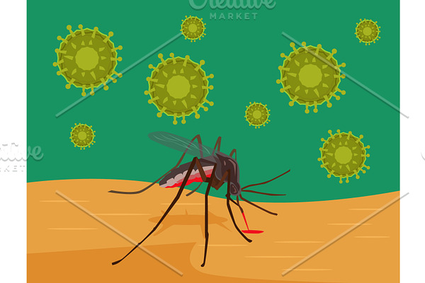 Zika Virus. Mosquito bites skin