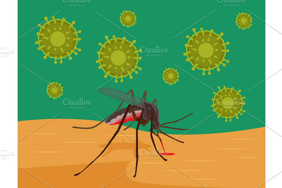 Zika Virus. Mosquito bites skin in Illustrations - product preview 8