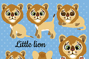 Set of emotions a little cub lion