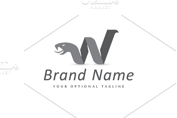 W Abstract Snake Logo in Logo Templates - product preview 2
