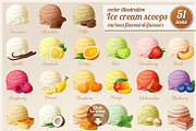 Ice cream scoops, vector icons
