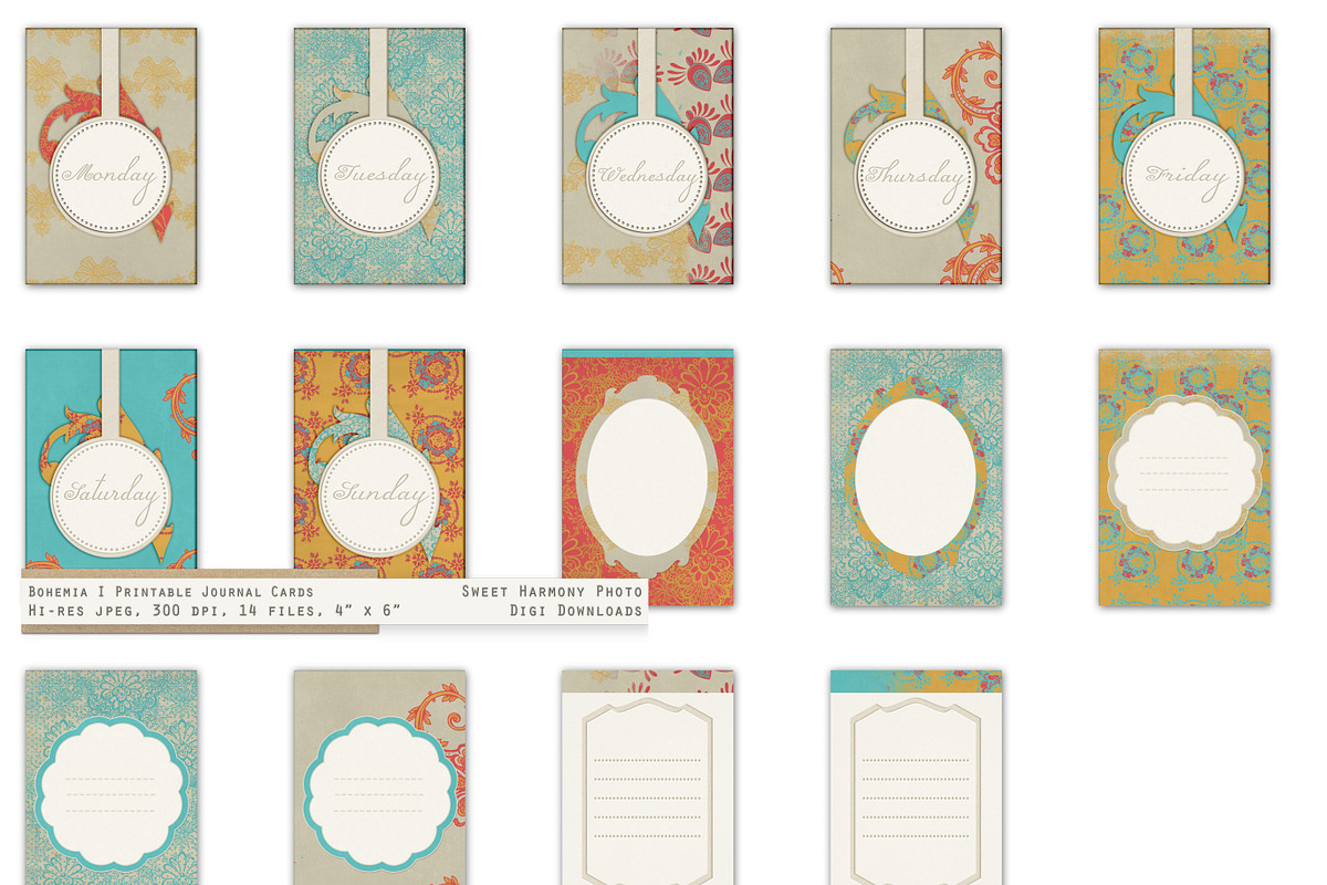 Bohemian Sun Weekday Journal Cards in Illustrations - product preview 8