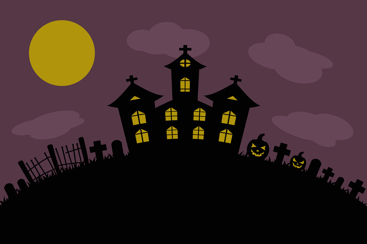 halloween background castle cemetery in Illustrations - product preview 8