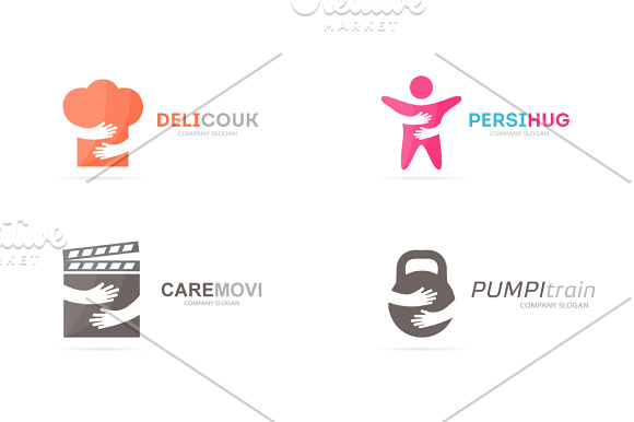 Logo generator. Set of 15 hugs logo  in Logo Templates - product preview 6