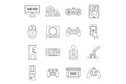 Video game set, outline style