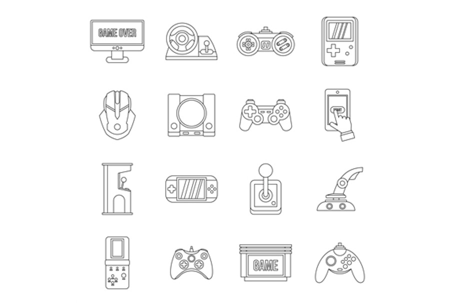Video game set, outline style in Video Game Icons - product preview 8